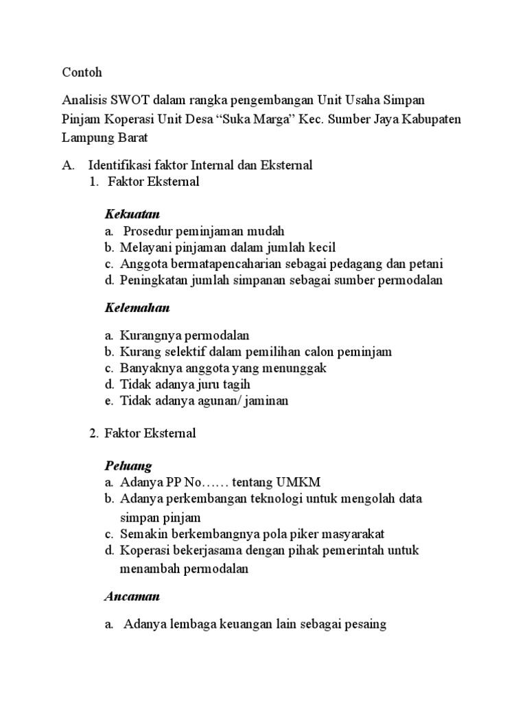 Detail Contoh Analisis Swot Usaha Kecil Nomer 36