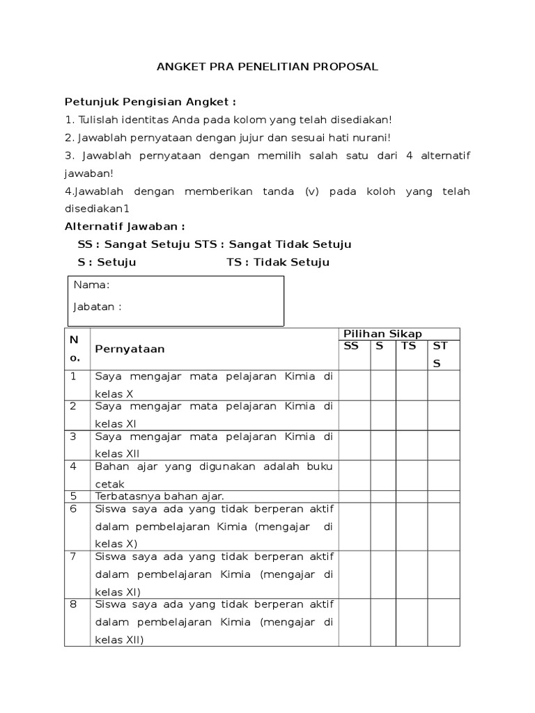 Contoh Angket Wawancara - KibrisPDR