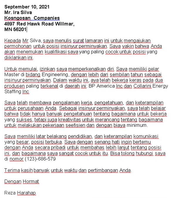 Detail Contoh Application Letter Bahasa Indonesia Nomer 30