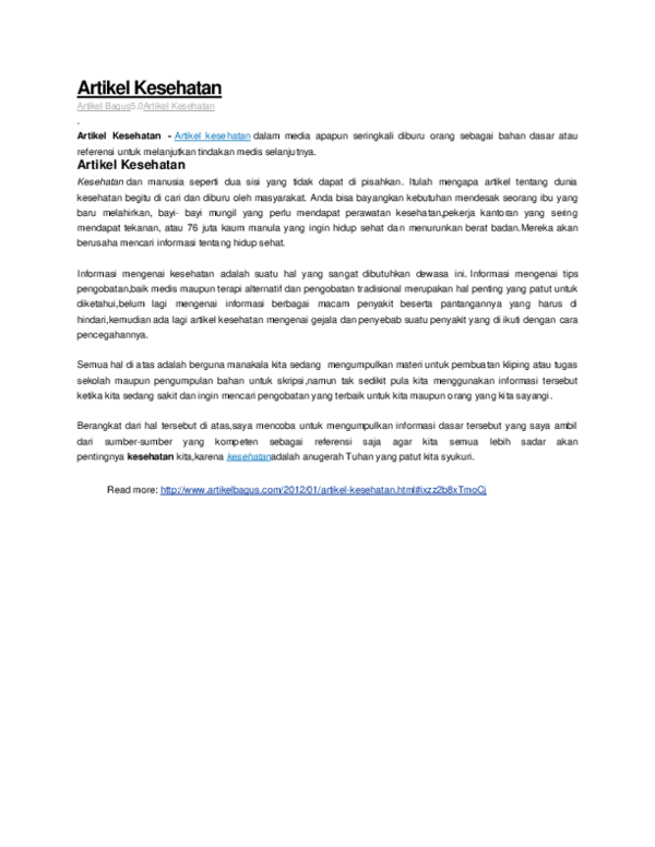 Detail Contoh Artikel Kesehatan Nomer 12