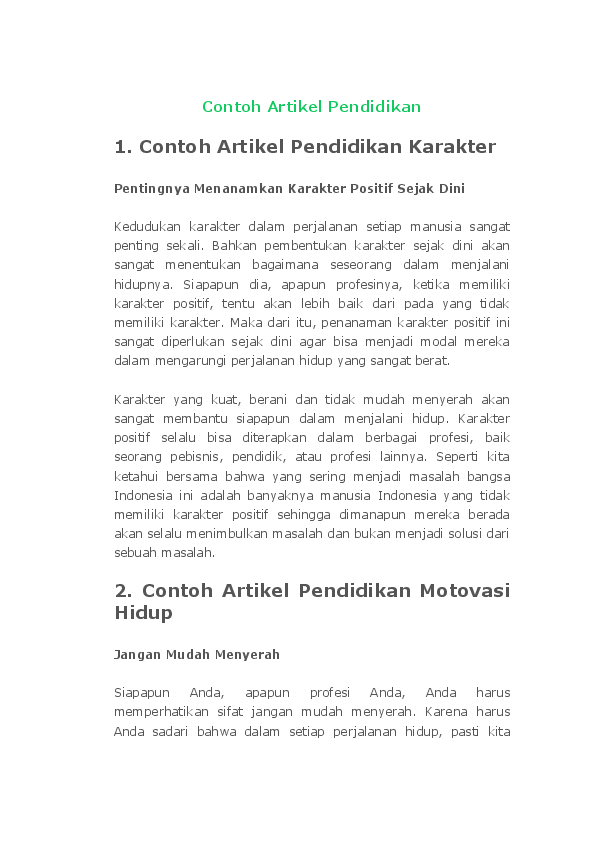 Contoh Artikel Pendidikan - KibrisPDR