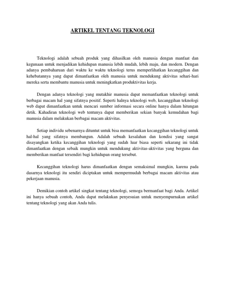 Artikel Tentang Teknologi