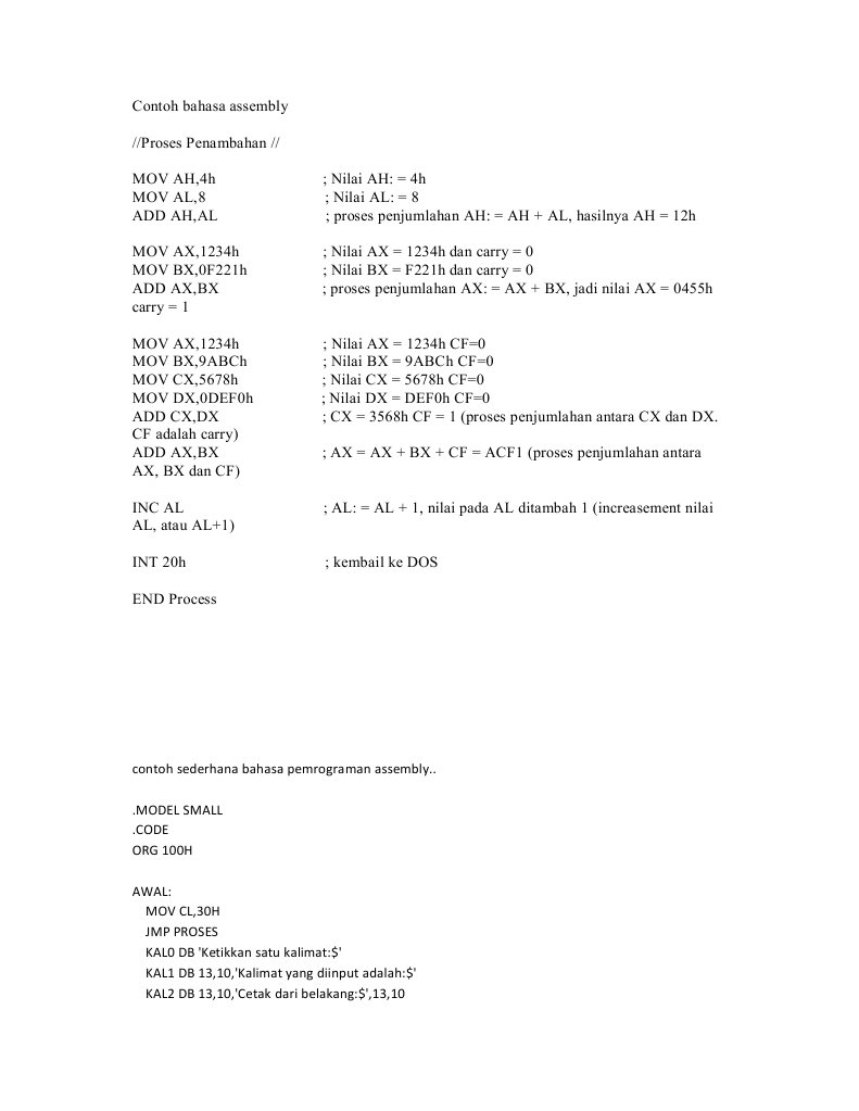 Detail Contoh Bahasa Assembly Nomer 20