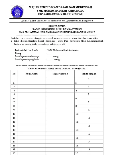 Detail Contoh Berita Acara Nomer 45