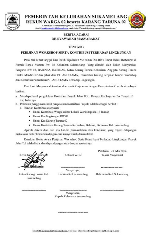 Detail Contoh Berita Acara Hasil Rapat Nomer 2