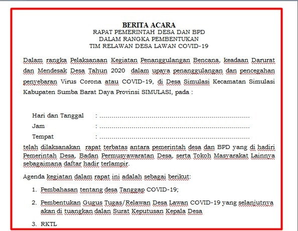 Detail Contoh Berita Acara Hasil Rapat Nomer 19