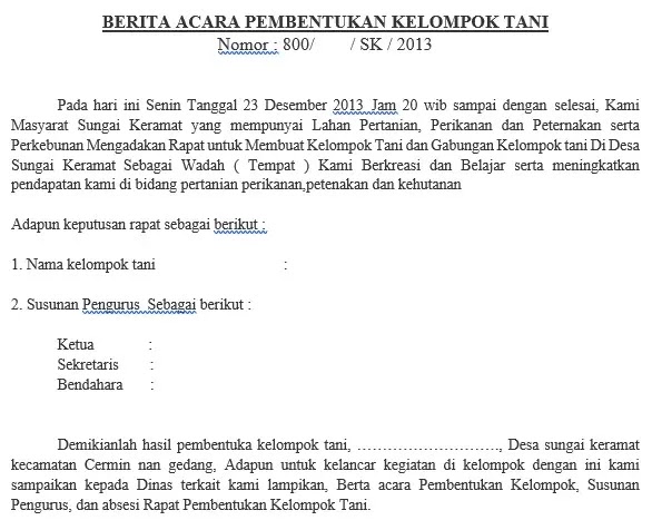 Detail Contoh Berita Acara Kelompok Tani Nomer 34