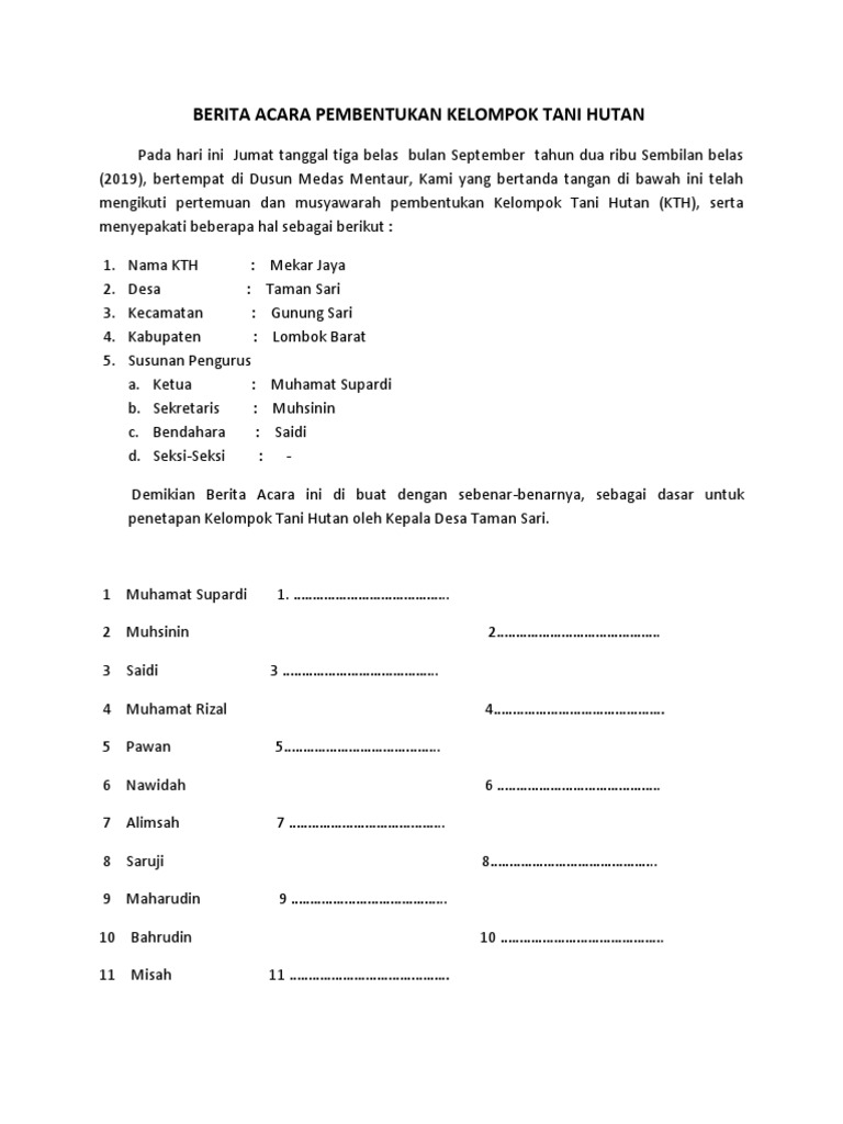 Detail Contoh Berita Acara Kelompok Tani Nomer 35