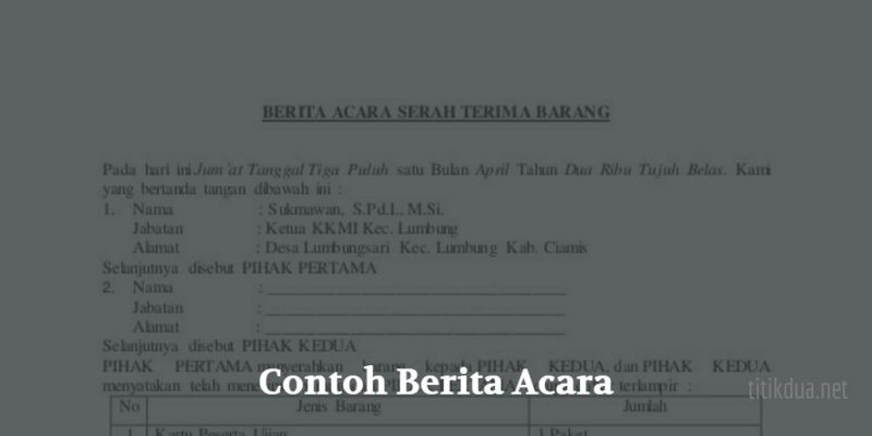 Detail Contoh Berita Acara Kesalahan Transaksi Nomer 24