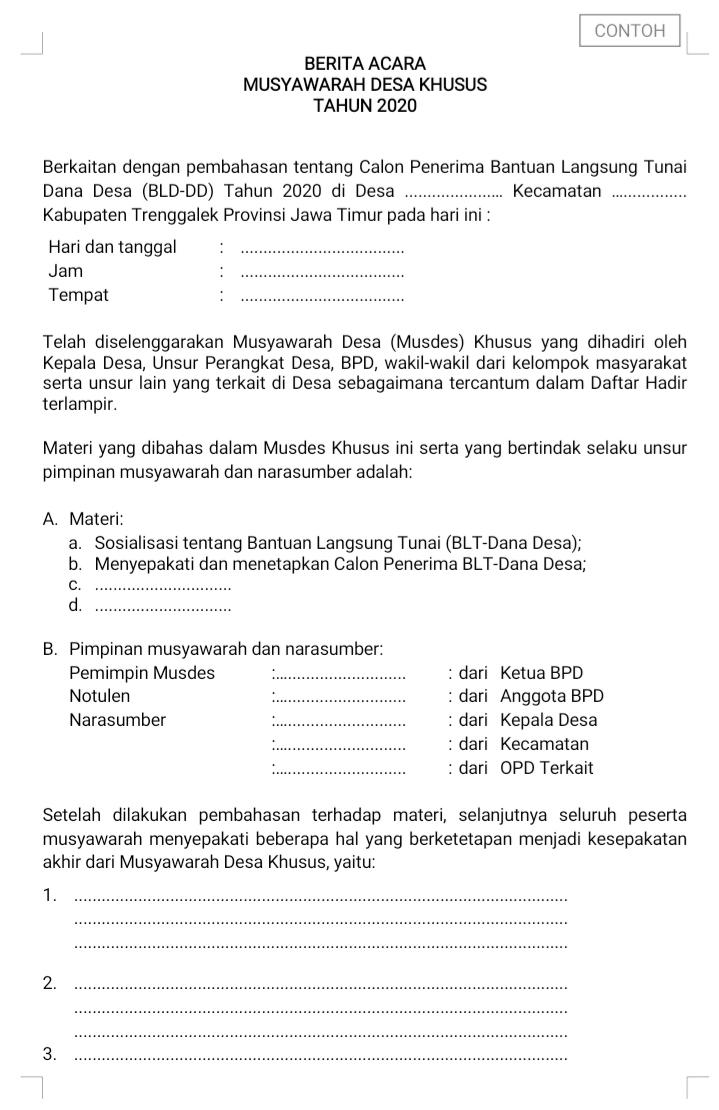 Detail Contoh Berita Acara Musyawarah Nomer 12