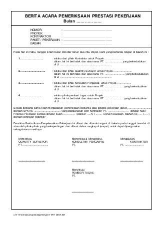 Detail Contoh Berita Acara Pekerjaan Nomer 42