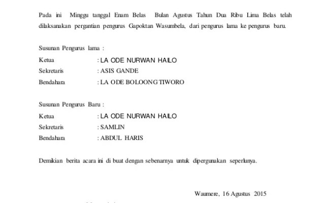 Detail Contoh Berita Acara Pelantikan Nomer 25