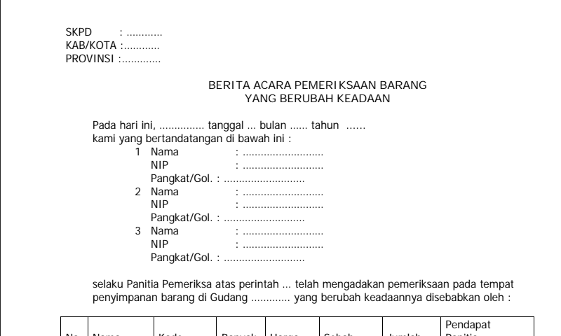 Detail Contoh Berita Acara Pemeriksaan Barang Nomer 11