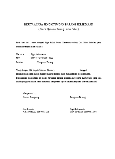 Detail Contoh Berita Acara Pemeriksaan Barang Nomer 30