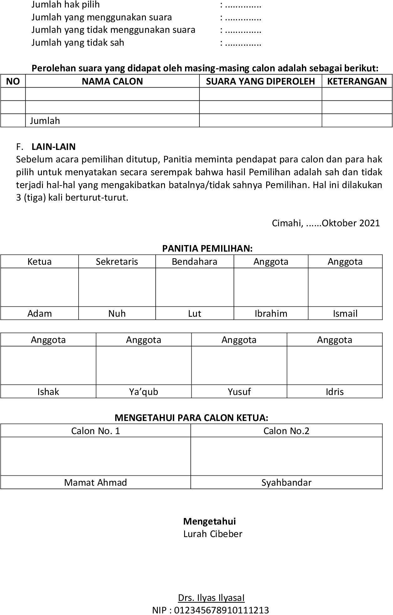 Detail Contoh Berita Acara Pemilihan Ketua Organisasi Nomer 25