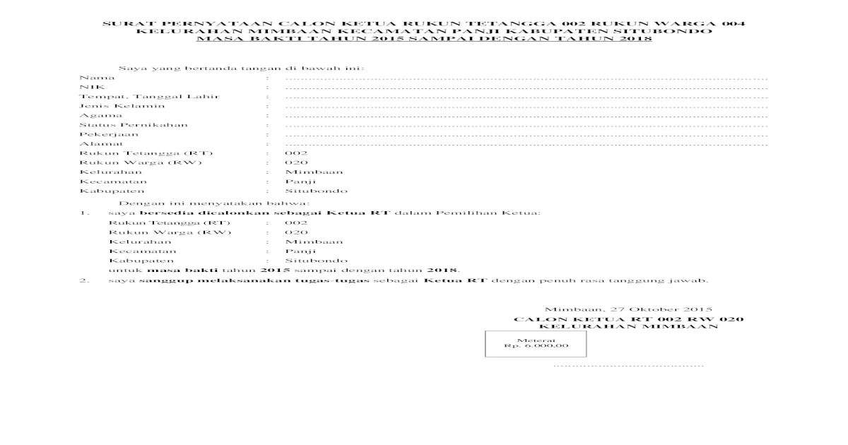 Detail Contoh Berita Acara Pemilihan Ketua Rt Nomer 25