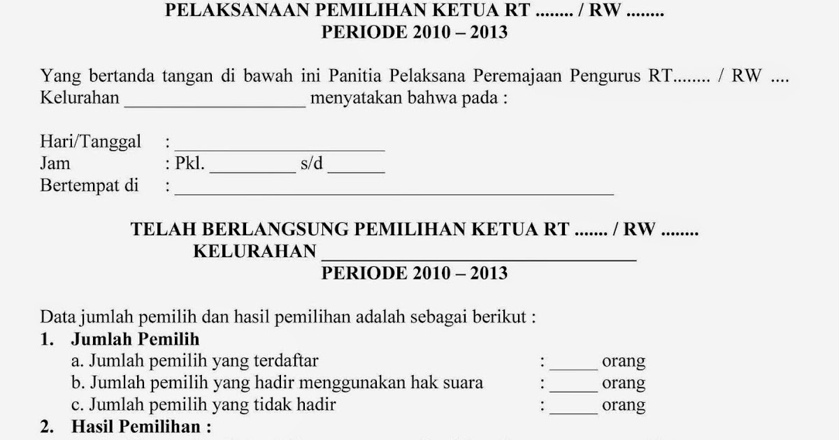 Detail Contoh Berita Acara Pemilihan Ketua Rt Nomer 41