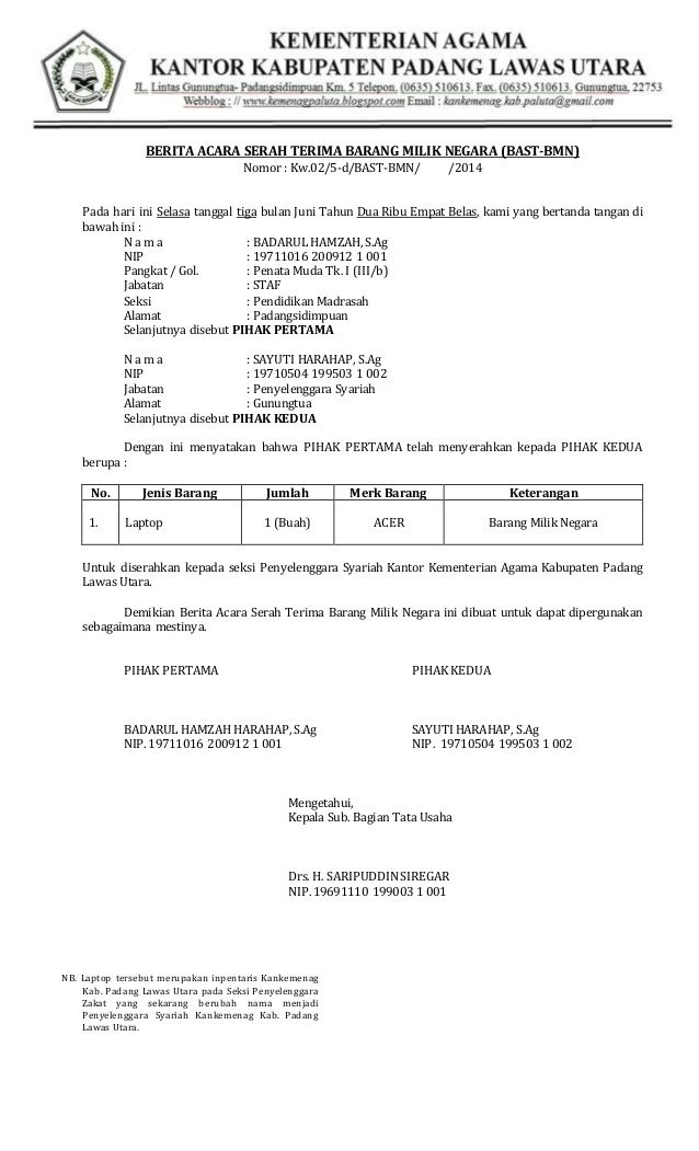 Detail Contoh Berita Acara Serah Terima Dokumen Nomer 9