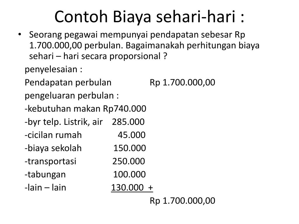 Detail Contoh Biaya Sehari Hari Nomer 2