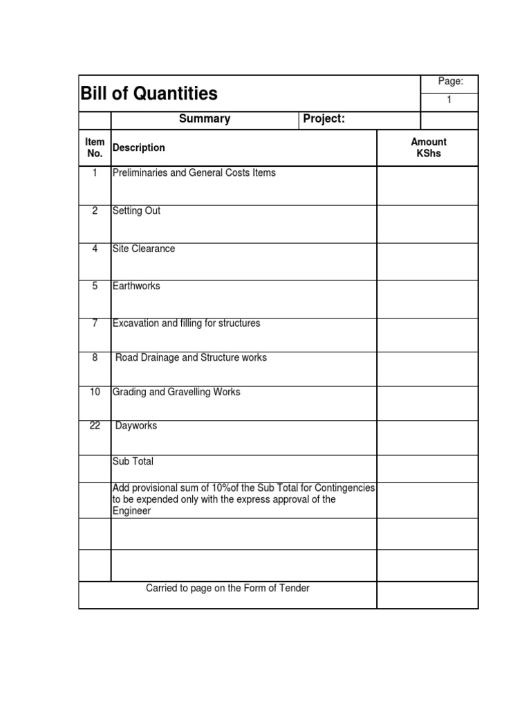 Detail Contoh Bill Of Quantity Nomer 22