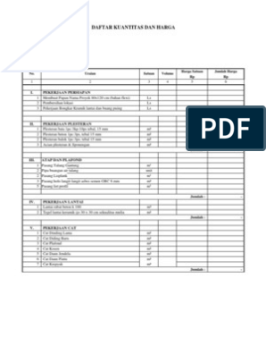 Detail Contoh Bill Of Quantity Nomer 3