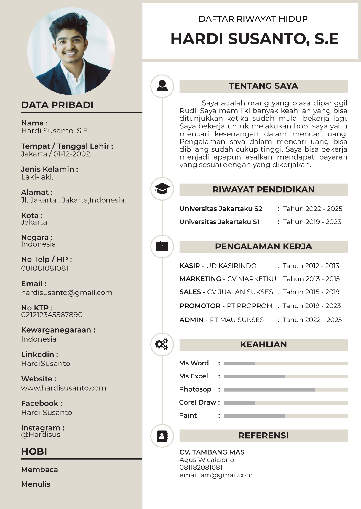 Detail Contoh Biodata Untuk Melamar Pekerjaan Nomer 25