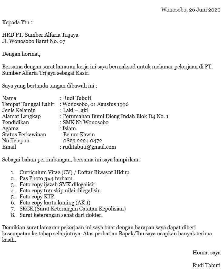 Detail Contoh Biodata Untuk Melamar Pekerjaan Nomer 8