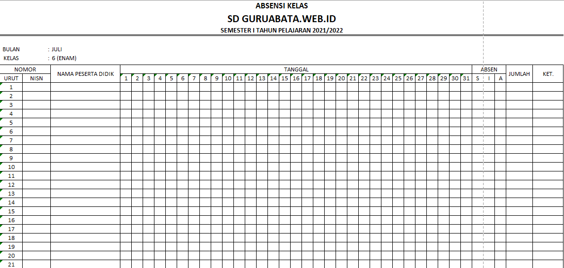 Detail Contoh Buku Absen Siswa Nomer 15