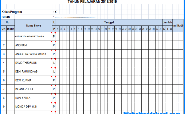 Detail Contoh Buku Absen Siswa Nomer 23