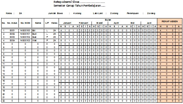 Detail Contoh Buku Absen Siswa Nomer 5