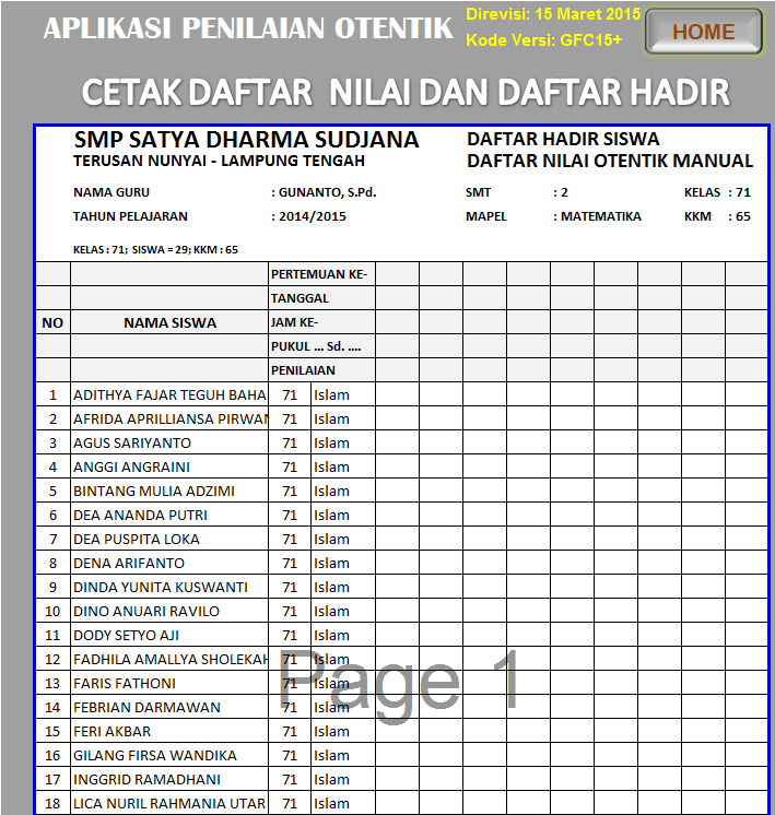 Detail Contoh Buku Absen Siswa Nomer 43