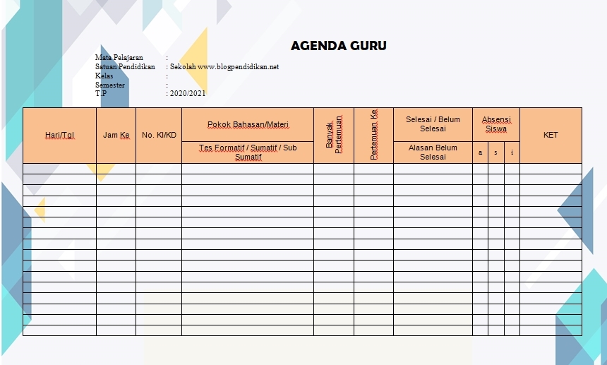 Detail Contoh Buku Agenda Kerja Nomer 15