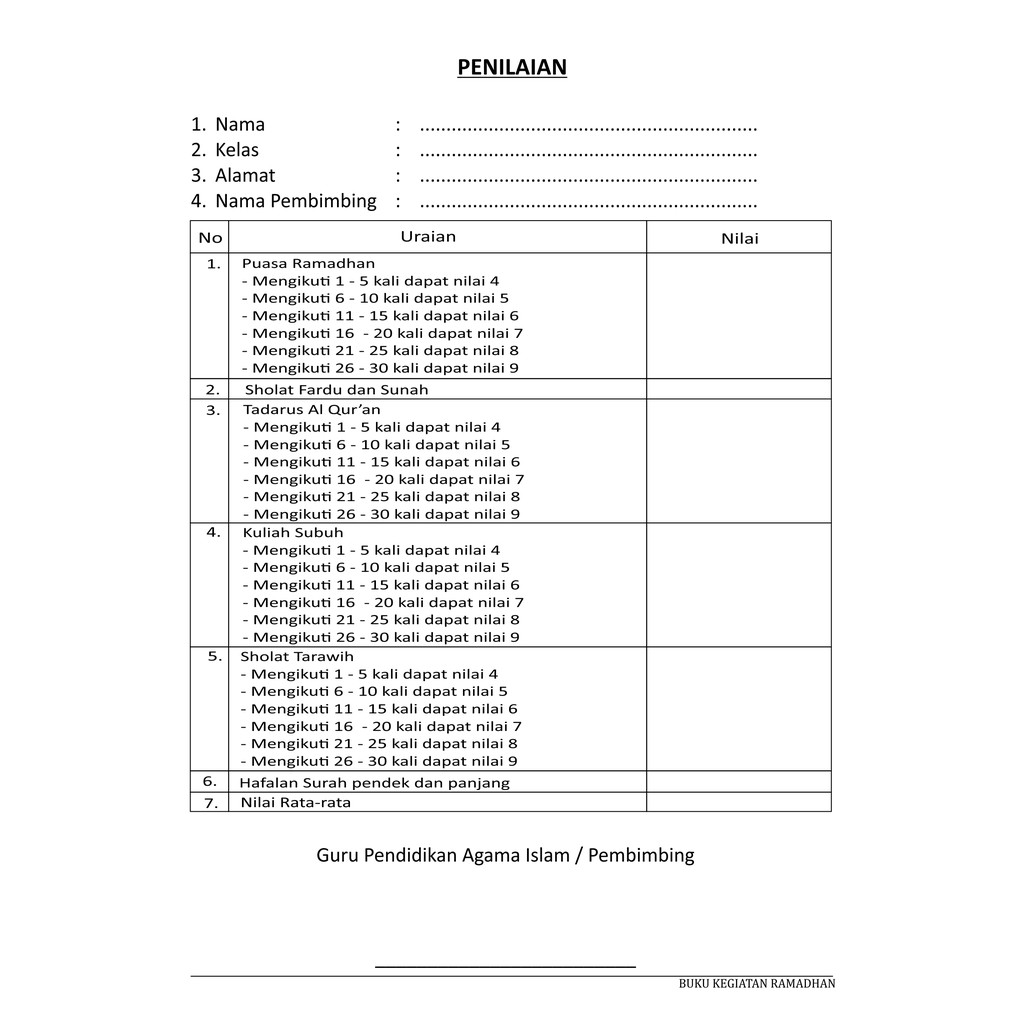 Detail Contoh Buku Agenda Ramadhan Nomer 9