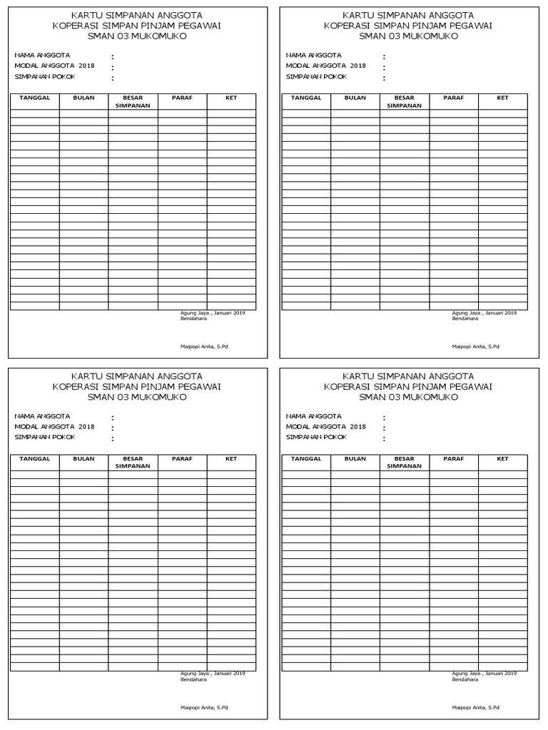 Contoh Buku Angsuran Simpan Pinjam - KibrisPDR