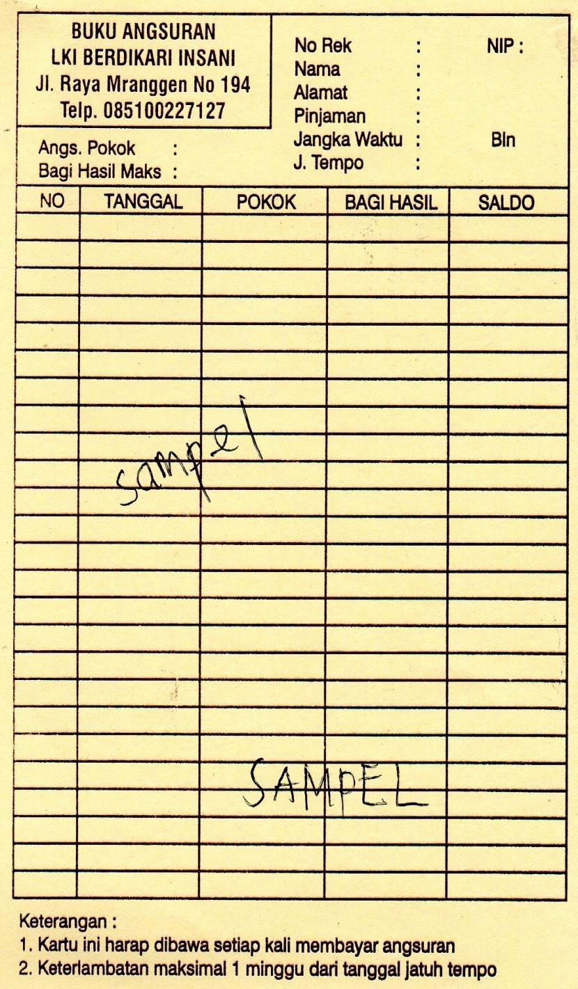 Detail Contoh Buku Angsuran Simpan Pinjam Nomer 9