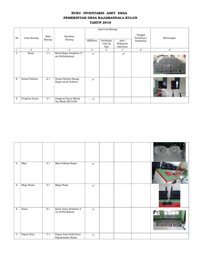 Detail Contoh Buku Aset Desa Nomer 8