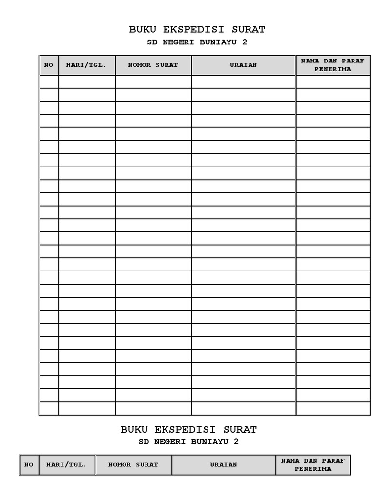 Detail Contoh Buku Ekspedisi Surat Keluar Nomer 6