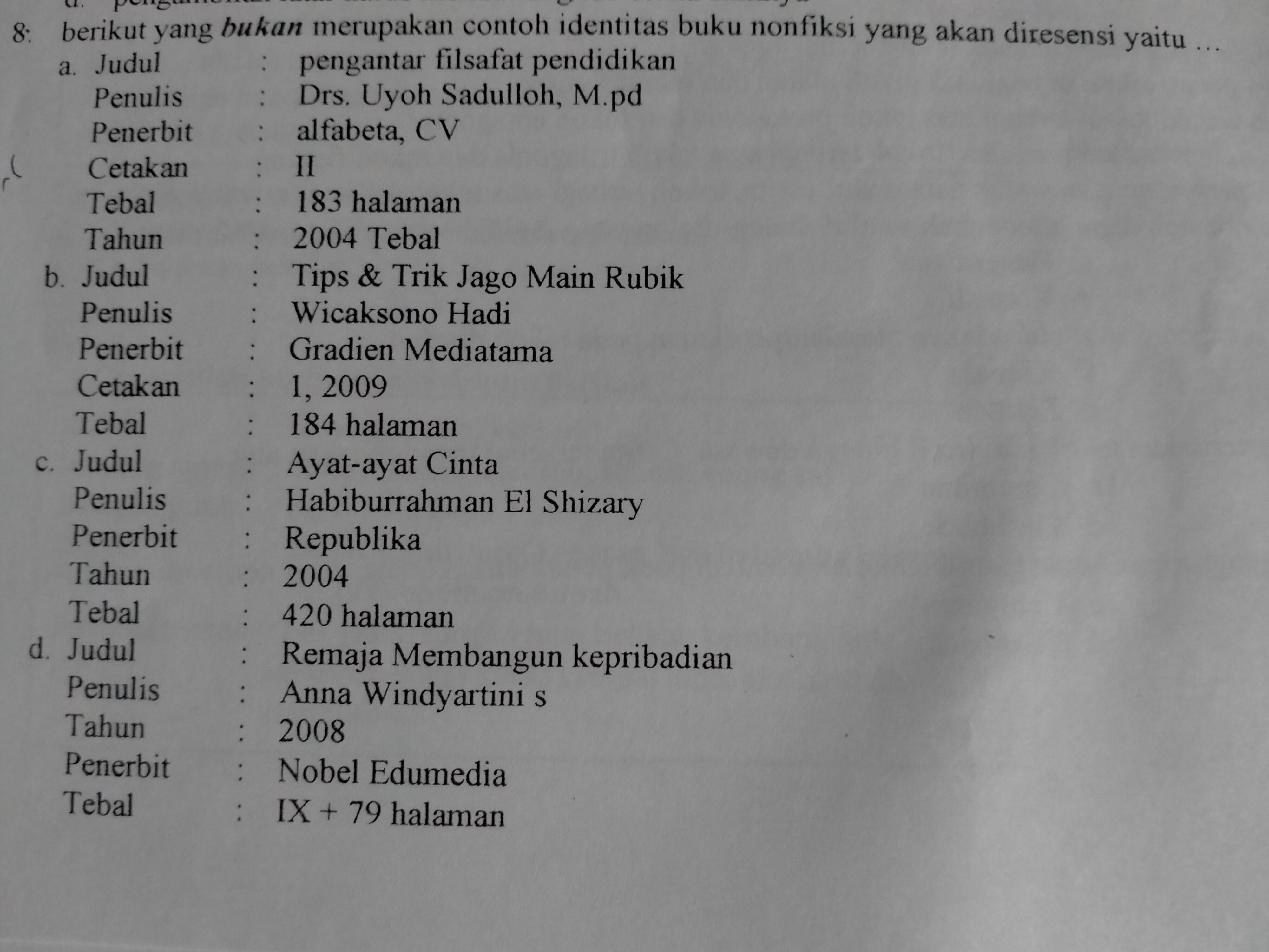 Detail Contoh Buku Fiksi Beserta Identitasnya Nomer 43