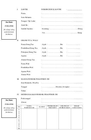 Detail Contoh Buku Induk Santri Nomer 14