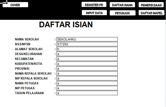 Detail Contoh Buku Induk Santri Nomer 15