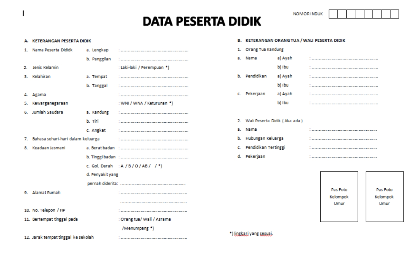 Detail Contoh Buku Induk Santri Nomer 18