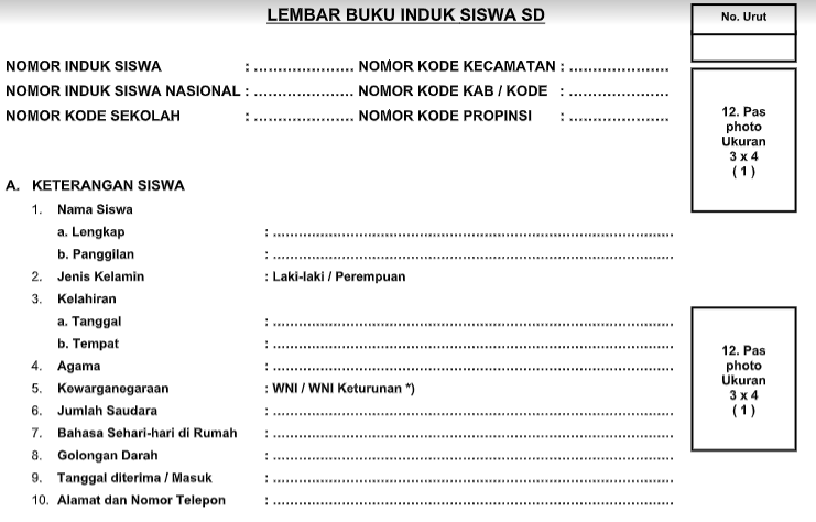Detail Contoh Buku Induk Santri Nomer 43