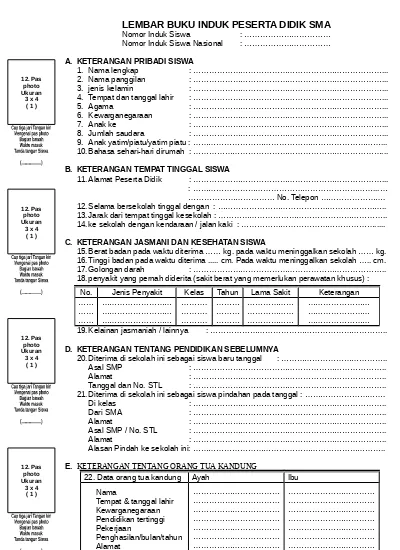 Detail Contoh Buku Induk Santri Nomer 6