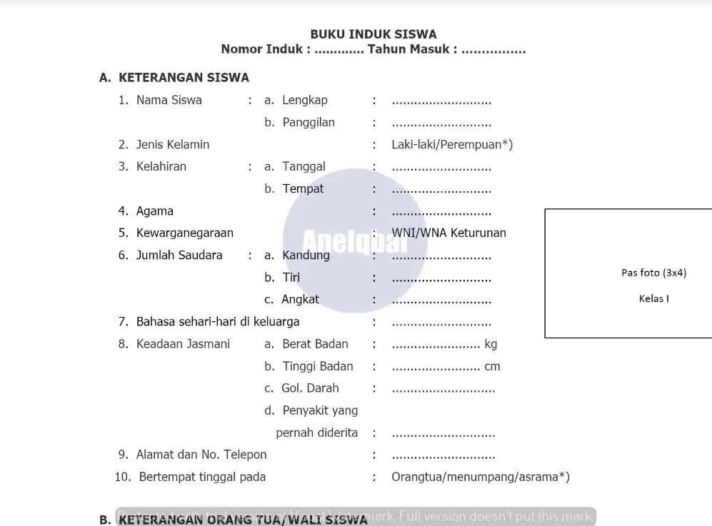 Detail Contoh Buku Induk Santri Nomer 47