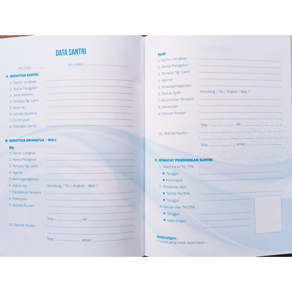 Detail Contoh Buku Induk Santri Nomer 8
