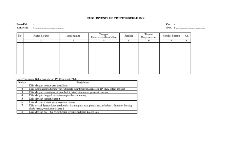 Detail Contoh Buku Inventaris Nomer 18