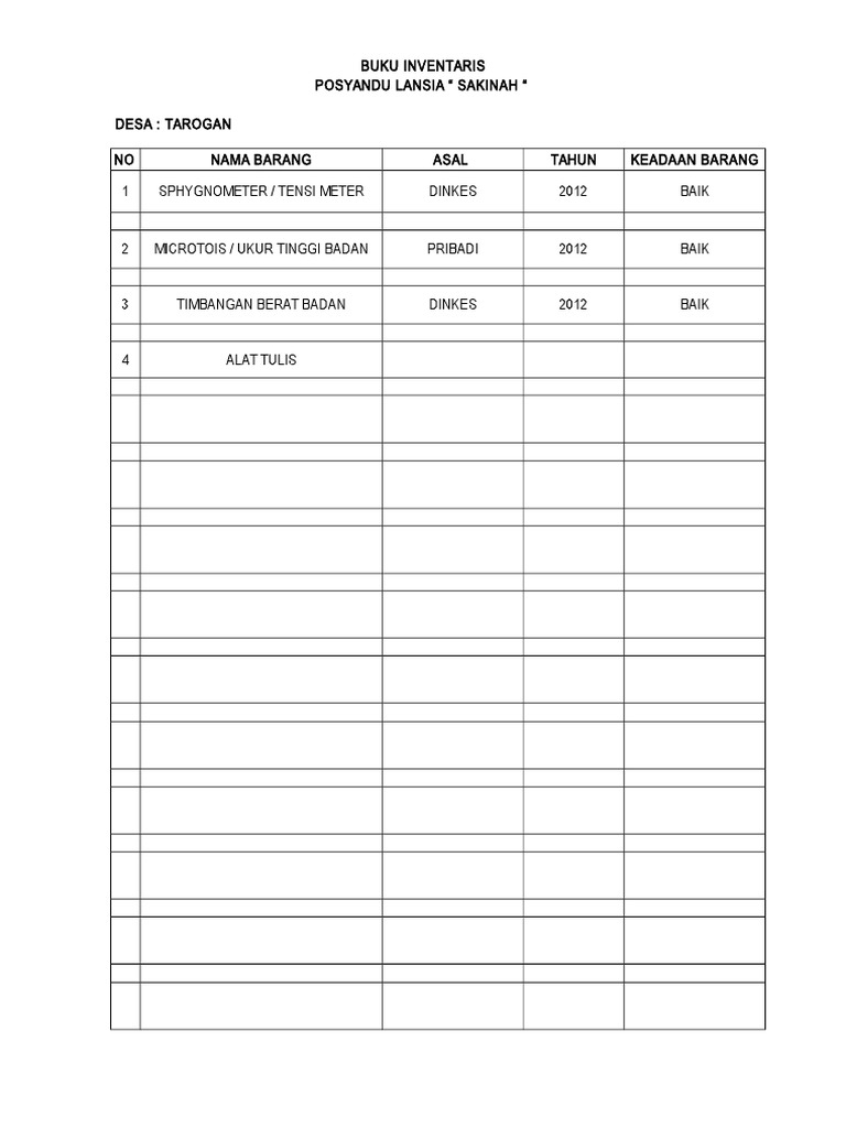 Detail Contoh Buku Inventaris Nomer 47