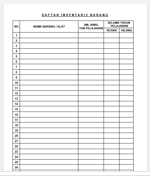 Detail Contoh Buku Inventaris Sarana Prasarana Nomer 4