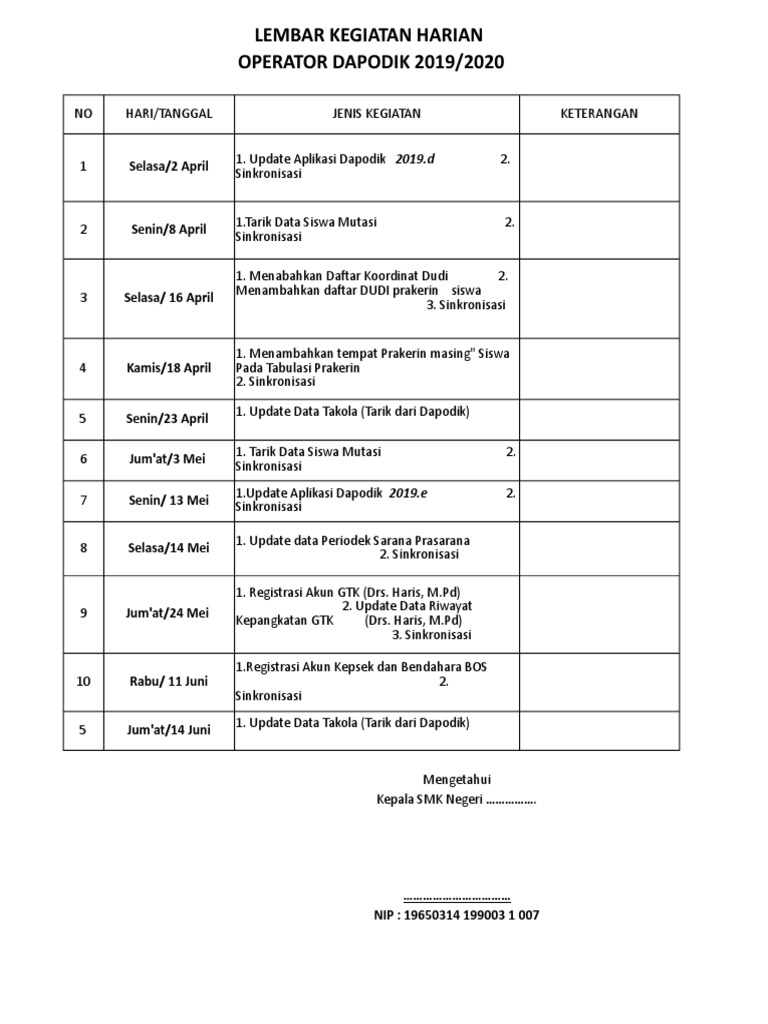 Detail Contoh Buku Kegiatan Nomer 20