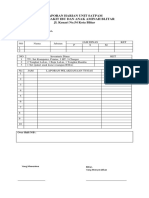 Detail Contoh Buku Laporan Patroli Satpam Nomer 9